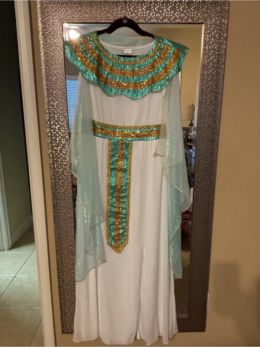 Shimmering White and Teal Egyptian Princess Costume